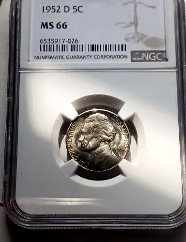 1952 D JEFFERSON NICKEL NGC MS66