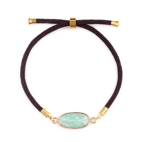 Adjustable Gemstone Sectional Long Ellipse Woven Leather Bracelet Healing Chakra - Picture 24 of 24