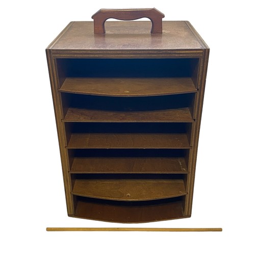 Vtg Pie Carrier Rack Display 6 Shelves Wooden Handled Case Rustic Farmhouse Cafe - Picture 16 of 19