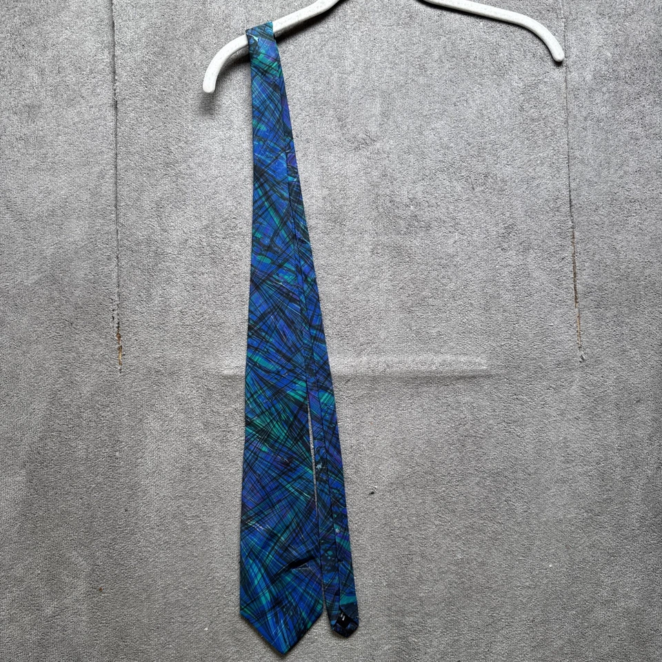 Corbata cuello polilla jaspeada a mano edición Cabernet Sauvignon 100 % azul seda Foto 3 de 4