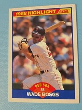 1989 Score “1988 Highlight” Wade Boggs Baseball Card #654 Red Sox High-Grade NM