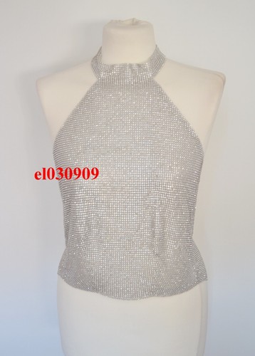 ZARA NEW WOMAN SEMI-SHEER JEWELLED TOP SILVER ONE SIZE M REF. 7901/465 - Picture 3 of 13