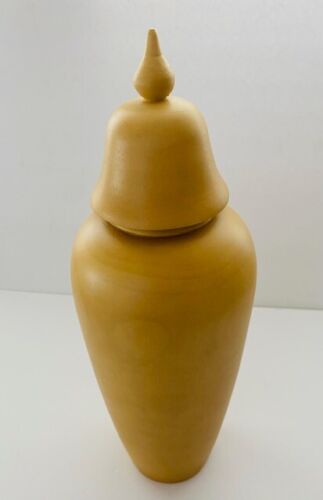 Thomasville vase urn 16" Natural light wood with removable top made in Thailand - Picture 1 of 3