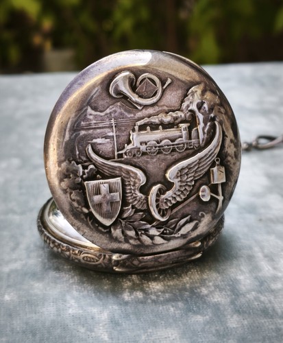 UNIQUE POCKET WATCH SWISS POST ENGRAVED FOR THE RUSSIAN MARKET. - Picture 2 of 24
