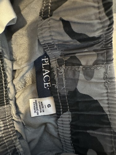Set Of Two (2) THE CHILDREN'S PLACE Boys Dress Play Pants Black & Camo Size 6 - Picture 7 of 8