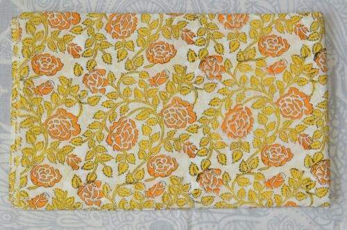 5 Yard Indian Cotton Floral Print Fabric Handmade Hand Block Print_820 - Picture 2 of 15