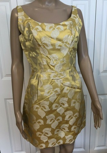 Vtg 1950/60s Lee Claire S Gold Floral Cocktail Dress Jacket Mellons Gray Shop NC - Picture 6 of 12