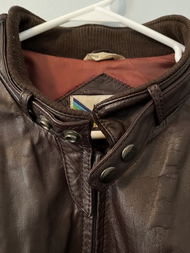 Vintage Members Only By Europe Craft Leather Jacket Mens 46 80’s Burgundy Brown - Bild 6 von 17