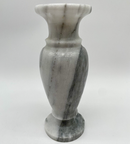 Vintage Cottage Core White Grey Marble Bud Vase Candle Holder Heavy - Picture 3 of 12