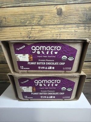 GoMacro Macrobar Peanut Butter Chocolate Chip Bars 11g Protein (2 Boxes= 24 Ct)