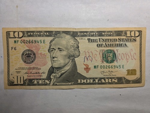 $10.00 US Currency 2013 Low Serial Number MF 00266945 E - Picture 1 of 5