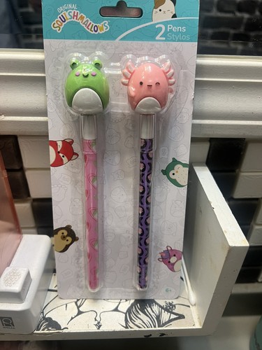 NEW Sealed Squishmallow Pen Set x 2 - Wendy Frog, Archie Axolotl Black Ink - Picture 3 of 12