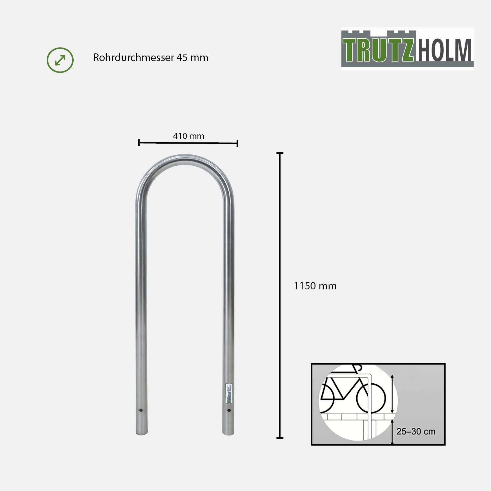 Anlehnbügel Absperrpfosten Fahrradständer Fahrrad 115x41cm Edelstahl 