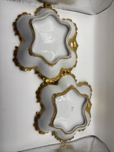 Vintage White Porcelain Gold Ruffled Edge trinket trays candy dish “Alberta” - Picture 5 of 8