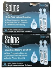 2xShusher Care Saline Solution Sterile - 50 Ampoules Box - 100 Total