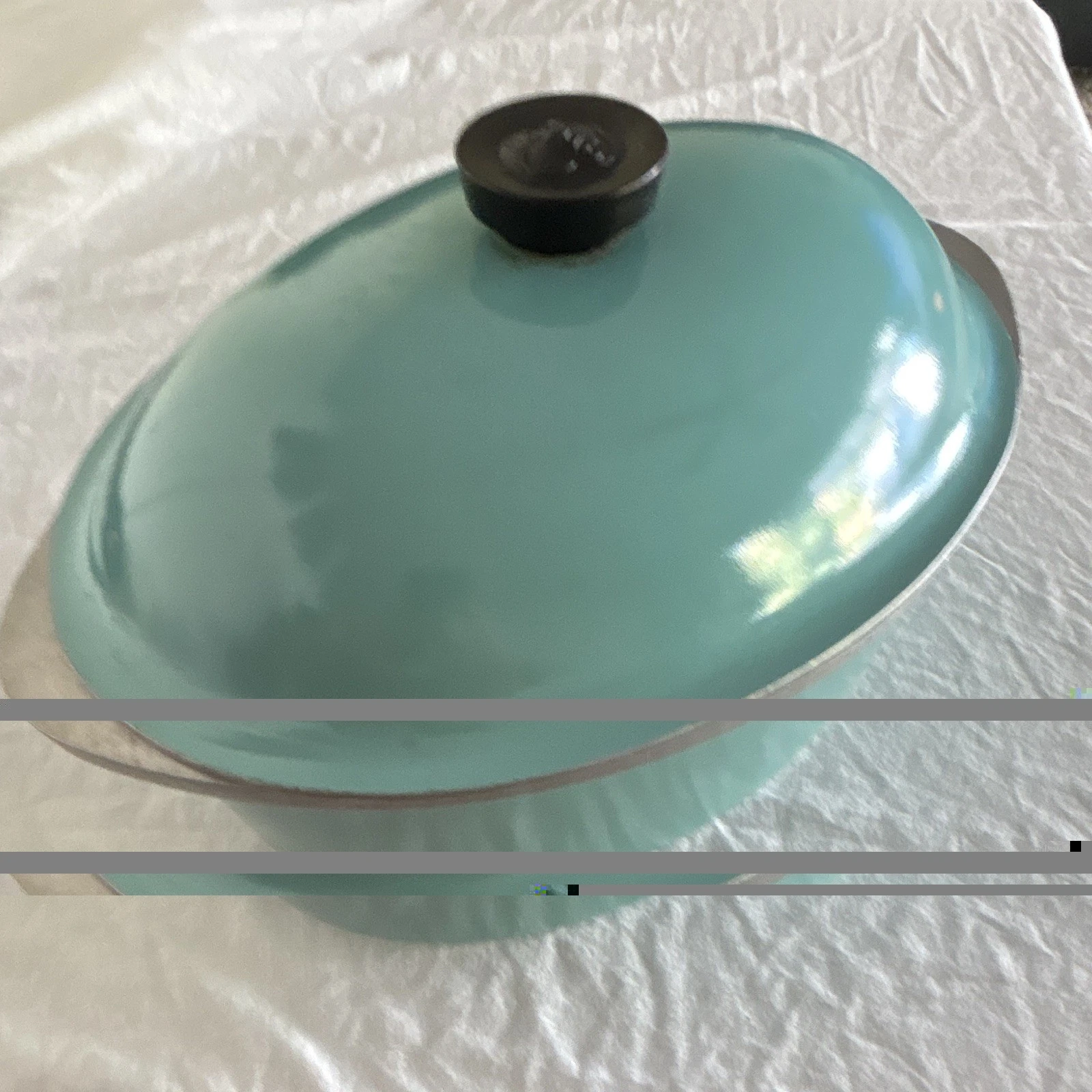 Vintage Club Aluminum Aqua Turquoise Oval Roaster Dutch Oven w/Rack Lid