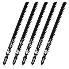 5 Pcs T344D T-Shank Jigsaw Blades 6 Inch Long Jig Saw Black 