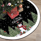 48 Inch Christmas Tree Skirt Polyester Xmas Tree Skirt with Snowflake Deer Snowm