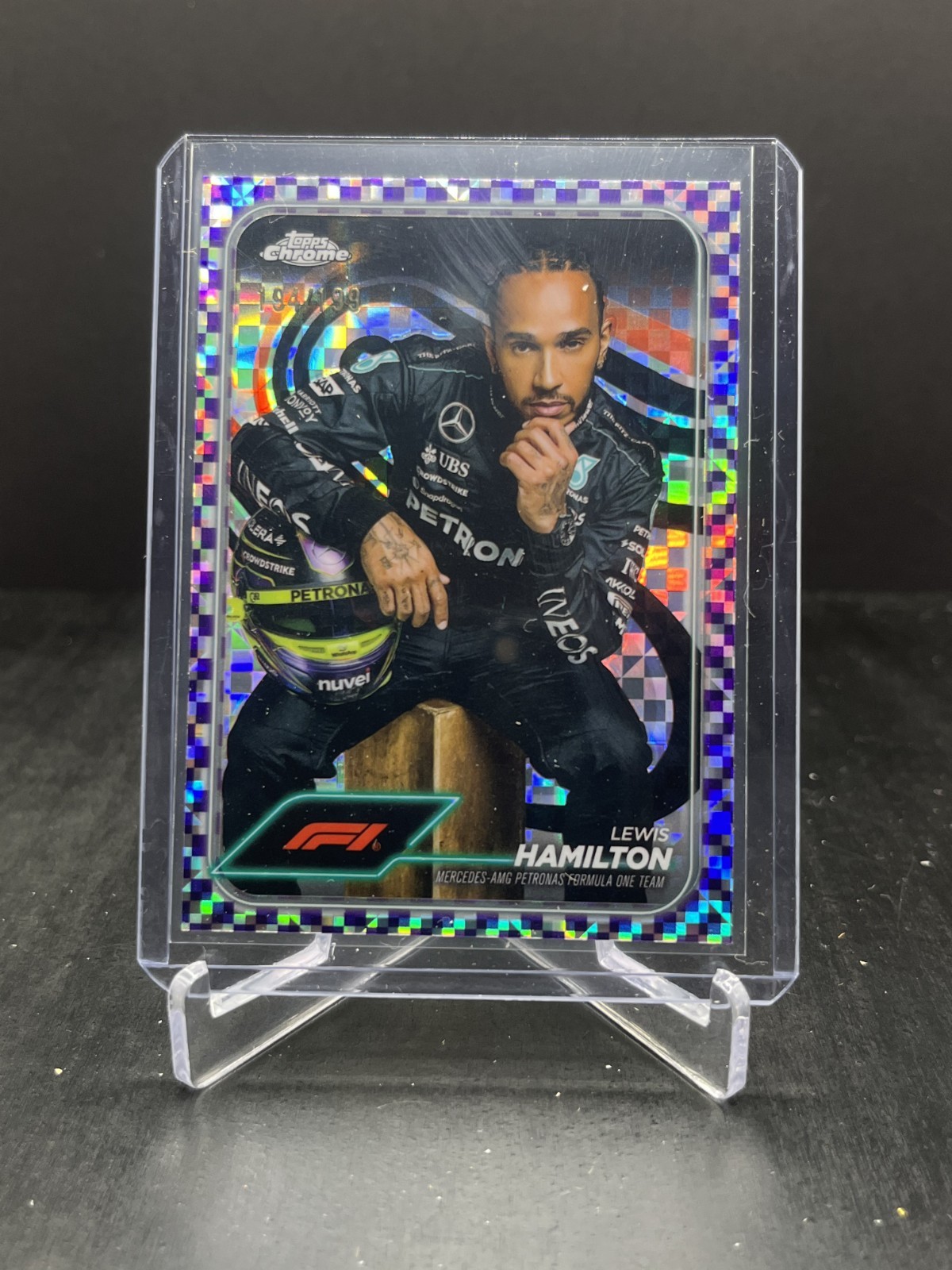 2024 Topps Chrome Formula 1 F1 Lewis Hamilton Portrait Purple Checker 194/199 #6