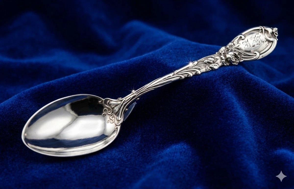 【リード＆バートン】純銀 スターリング／ティースプーン「レ・サンク／深彫り」 Reed & Barton Antique US Sterling Silver Spoons 1900-1940 for sale