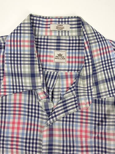 Camicia uomo Peter Millar rosa blu verde quadri manica lunga con bottoni taglia large - Foto 3 di 5