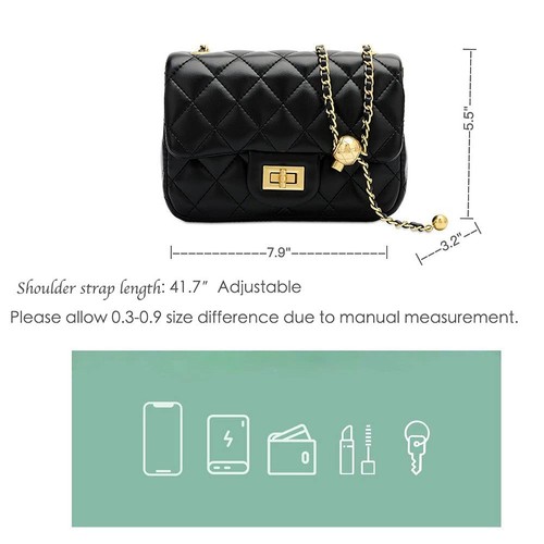 Designer Handbags Leather Clutch Small Quilted Purse Black Crossbody Bags for... - Picture 6 of 6