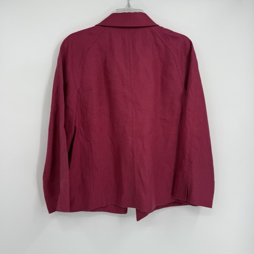 Talbots Jacket Womens Size XL Pure Irish Linen Blazer Open Front Pockets Berry - Picture 8 of 9