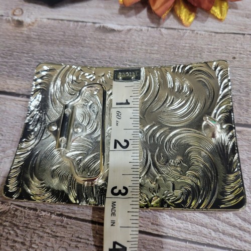 Centenario Cowboy Belt Buckle Western Hebilla Rodeo Silver & Gold Faux 50 Peso - Picture 5 of 8