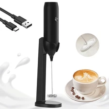 Rechargeable Milk Frother Handheld USB Type-C, Powerful Electric Foam Maker w...