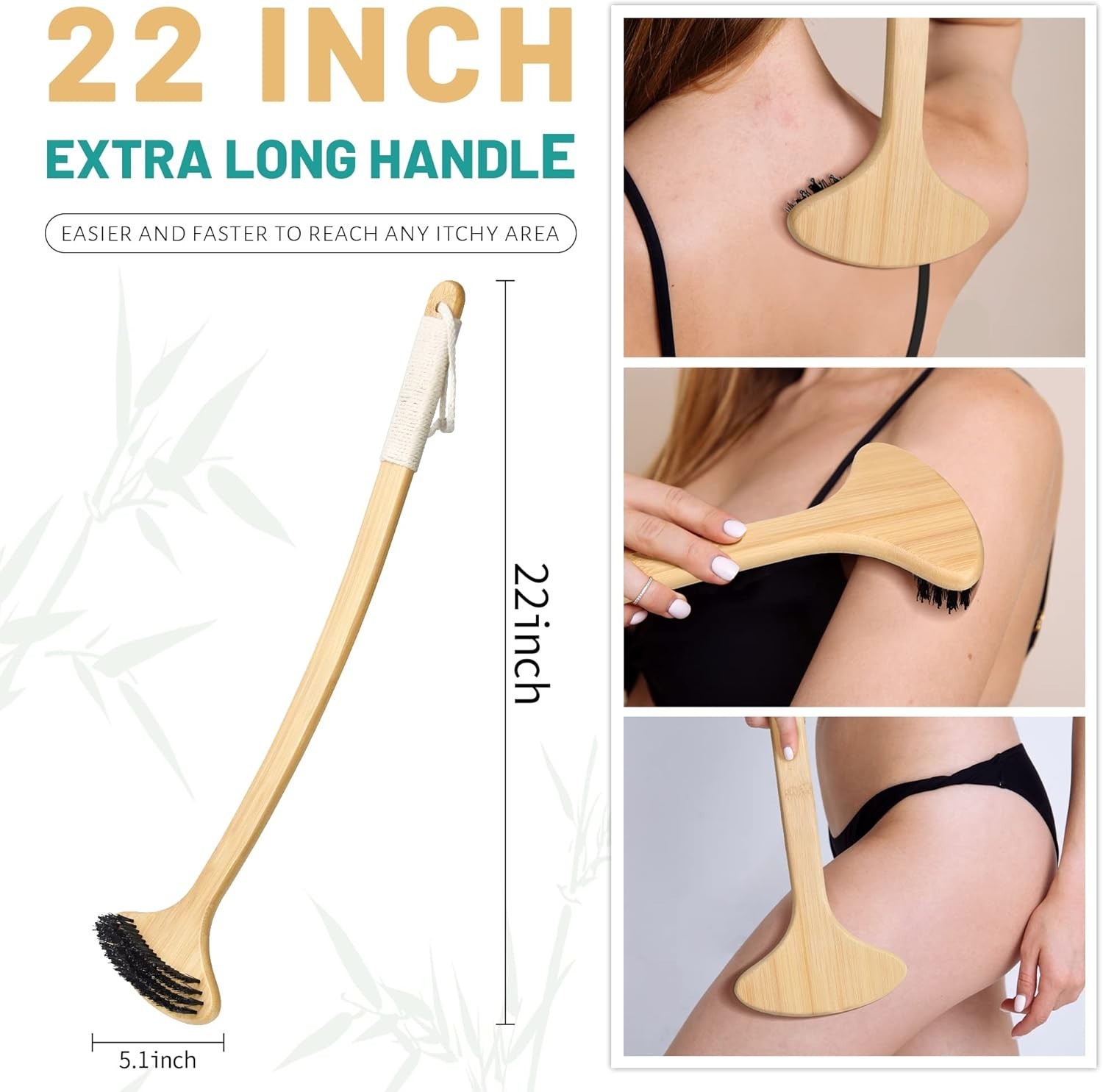 Rückenkratzer Bambus 55 cm Langer Griff Anti Juckreiz Massage Gebogen