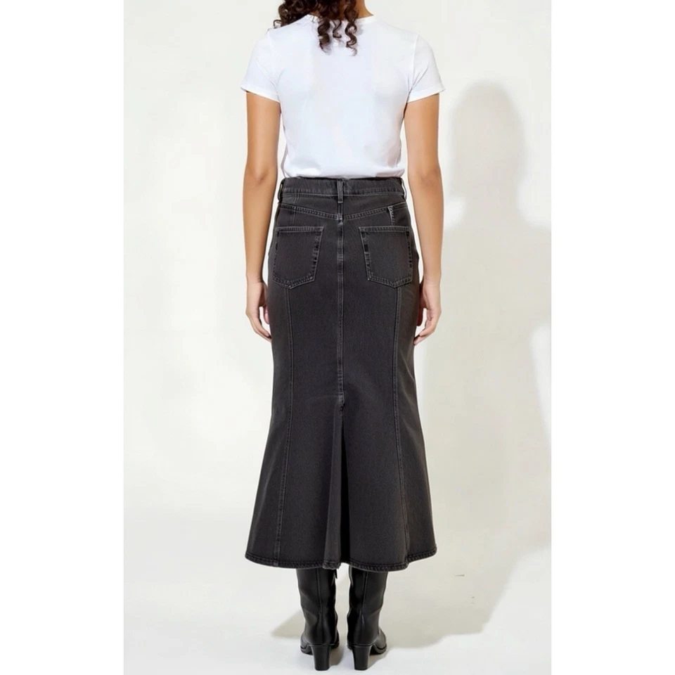 $135 NWT COS Paneled Flared Denim Maxi Skirt, Black, 6 (US) - Image 3 of 4