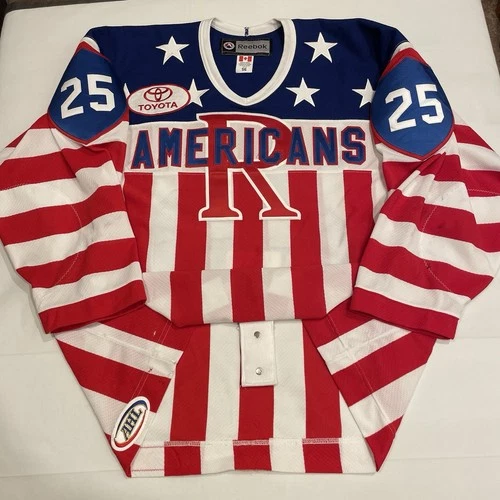 Game Worn Jordan Henry Rochester Americans AHL Hockey Jersey Used Alternate 56