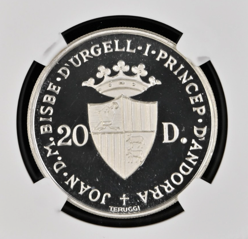 1984 ANDORRA - Los Angeles Olympics - Shooting - Silver 20 Diners - NGC PF 68 UC - Picture 4 of 6