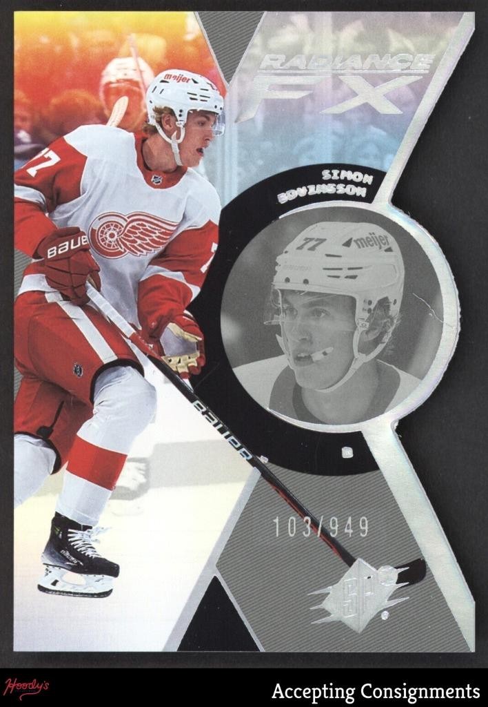 2023-24 SPx Radiance FX #RFX65 Simon Edvinsson RC ROOKIE 103/949 Red Wings