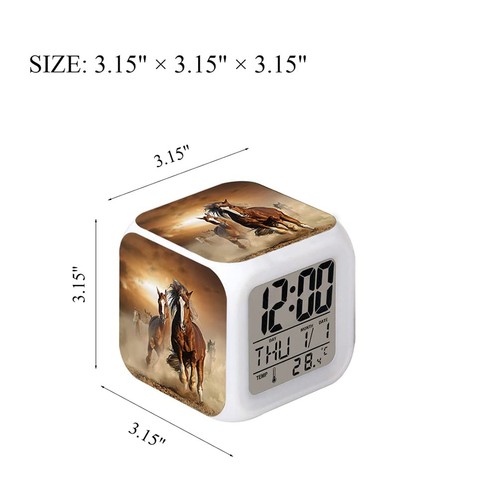 Led Alarm Clock Horse Design Creative Desk Table Clock Glowing Electronic - Picture 3 of 7