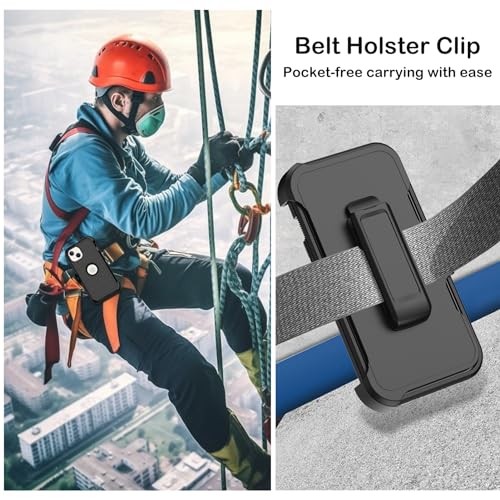 for iPhone 14 Case with Belt Clip Holster,Built-in Screen Protector,Heavy Black - Bild 7 von 7