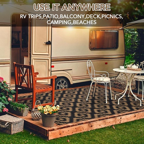 Outdoor Rug Reversible Plastic Straw Patio Camping Indoor Mat Carpet Waterproof - Picture 3 of 47