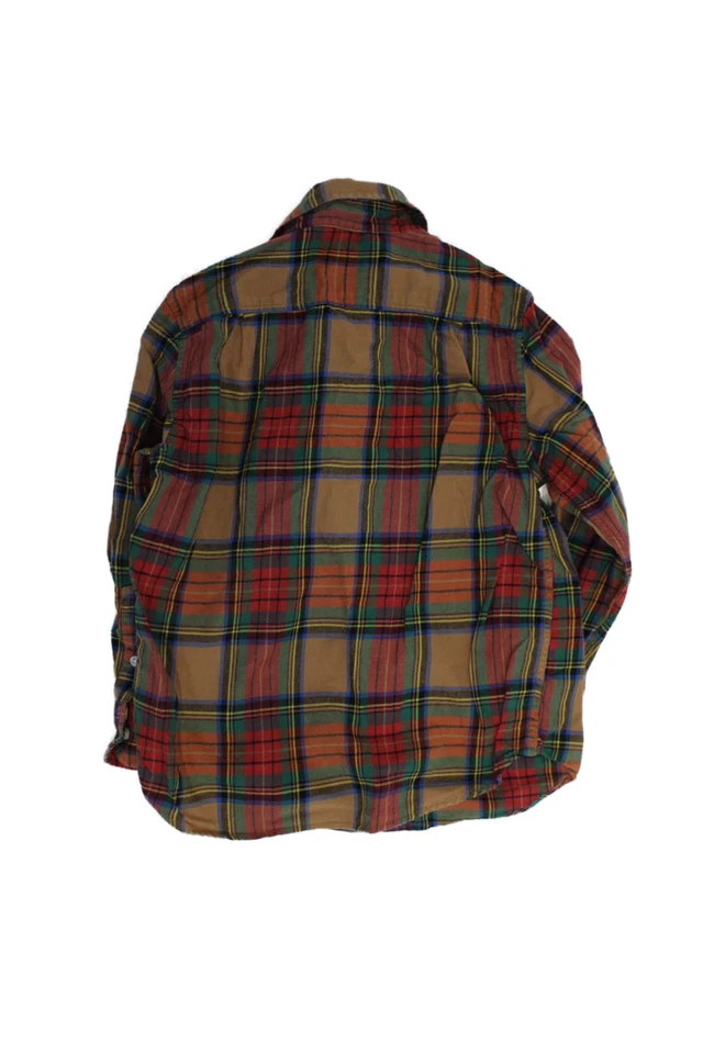 Camisa informal marrón con botones a cuadros manga larga Crewcuts para niños talla 6-7 años Foto 2 de 4