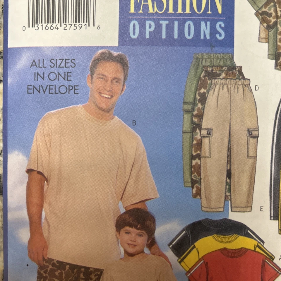 Camiseta Pantalones Butterick Patrón Costura 5559 Padre Hijo Hágalo Usted Mismo Fácil Todas las Tallas Informal Foto 3 de 4