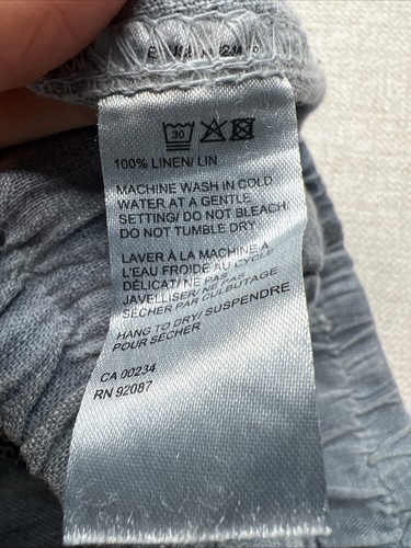 SAKS FIVE AVENUE Gr. M Leinen Hose blau Tunnelzug Pailletten Streifen gerade weit - Bild 11 von 11