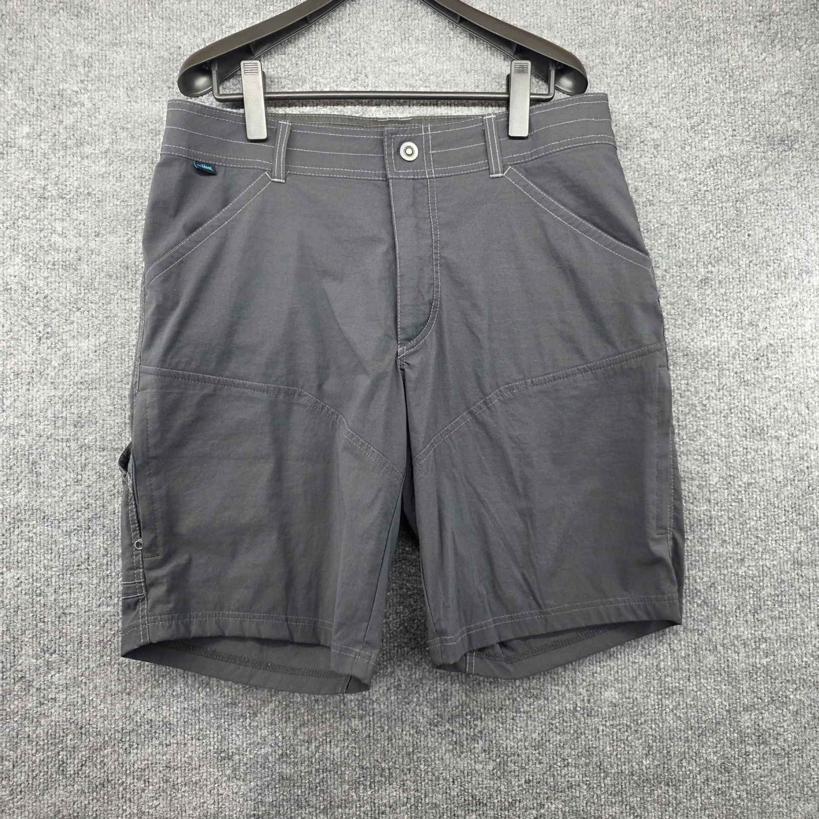 KUHL Renegade Mens 34 Dark Grey Nylon Stretch Hiking Cargo Shorts Charcoal