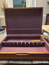 Vintage Wood Flatware Storage Chest Wooden Silverware Silver-plate Case
