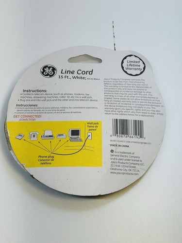 GE Phone Line Cord Biały 15 stóp Phone Modem - Zdjęcie 4 z 4