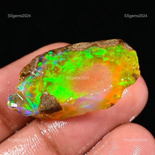 Multi Fire Opal Rough Natural Ethiopian Opal Raw Welo Opal Gemstone - Picture 6 of 9