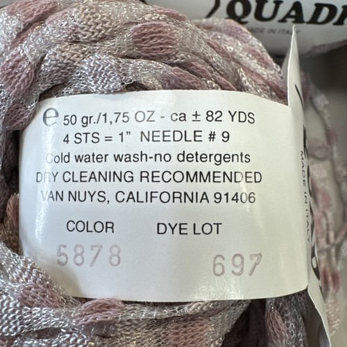 7 Skeins Quadro Trendsetter Yarn Color 5878 Pink & Clear Italy Poly Cotton - Picture 4 of 5