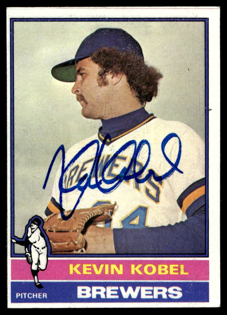 1976 Topps #588 Kevin Kobel Milwaukee Brewers SIGNED AUTO NO RESERVE!