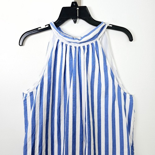 J.Crew Women Size 10 Blue White Cotton Tie Neck Stripe Mini Shift Lined Dress - Picture 6 of 15