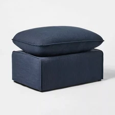 Padded Slipcover Ottoman Blue - Threshold designed with Studio McGee