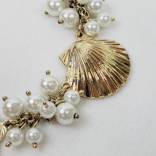 Pulsera Talbot Imitación Perla Concha Marino Tono Dorado Ajustable Playa Mar Océano - Imagen 7 de 13