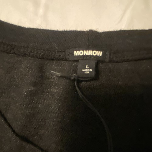 Monrow Short Sleeve Crew Neck Bodysuit Thong Tee Black Size Large - Picture 5 of 9